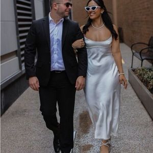 White Zara Satin Dress